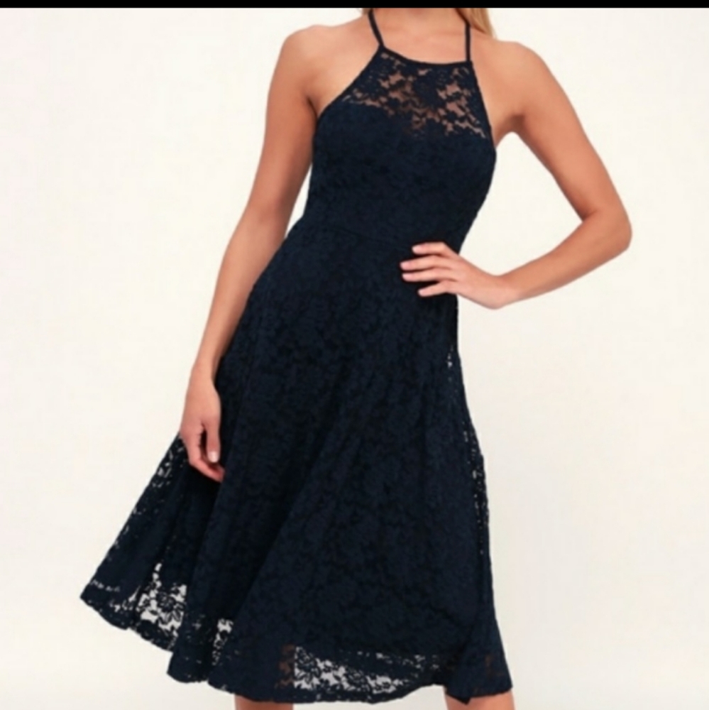 Lulu's- Strappy Lace Midi Dress